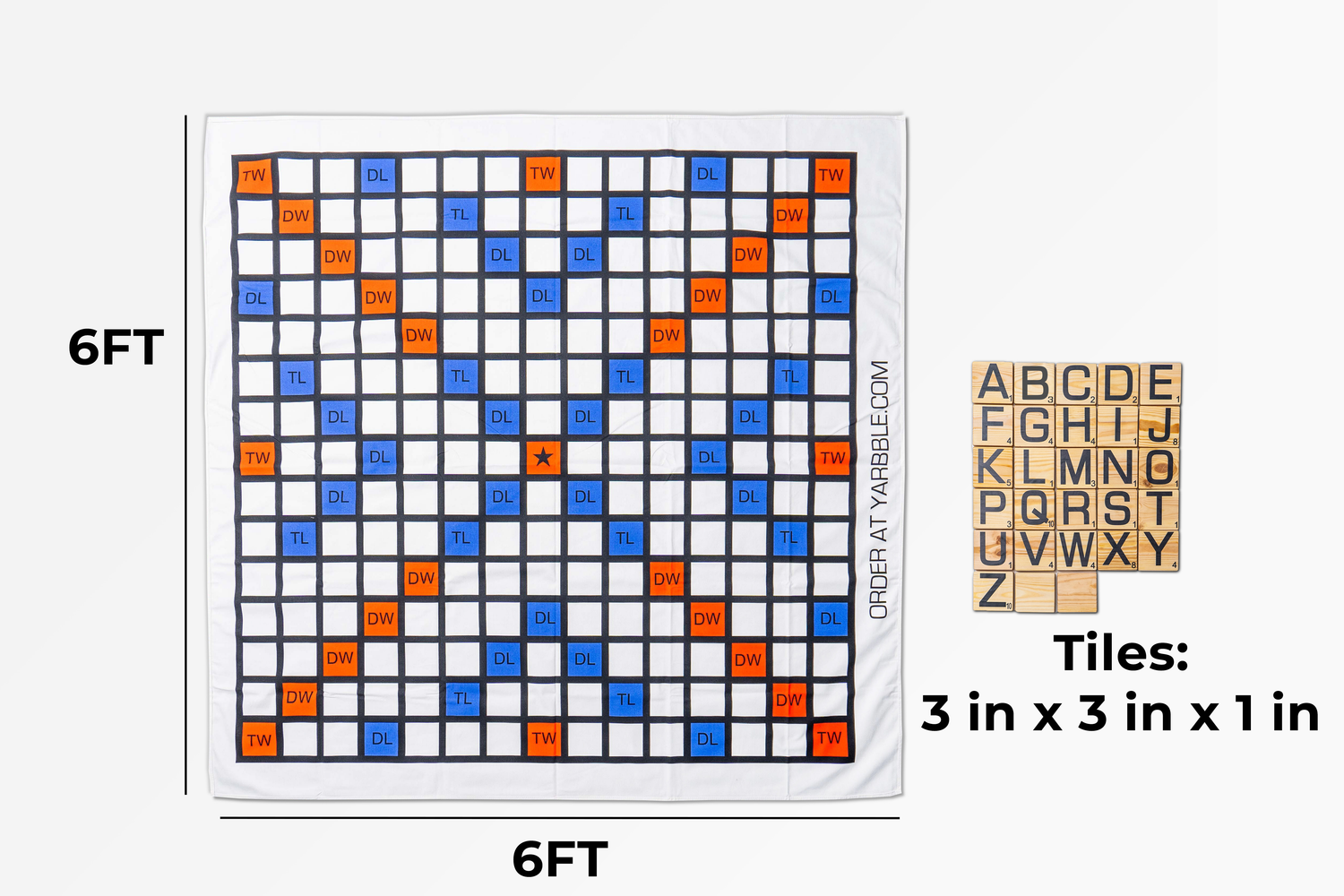 Giant Scrabble Game (jumbo 6ft x 6ft board with 3in x 3in tiles)